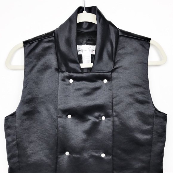 Geoffrey Beene Black Asymmetrical Zip Vest, Size S - Picture 2 of 11